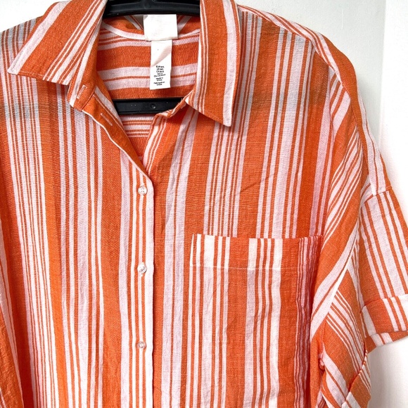 Lemlem x H&M Dress Oversized Orange & White Bold Striped Size M / L - Picture 5 of 8